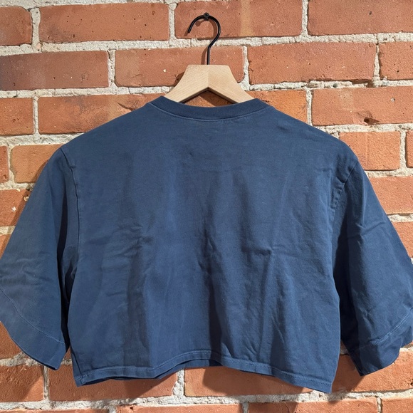 Gymshark Cotton Boxy Crop Top Evening Blue Workout Athleisure Gym Fitness - Picture 7 of 11